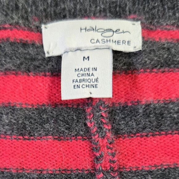Halogen 100% Cashmere Pink Gray Stripe Dolman Sleeve Sweater Cozy Slouchy - Picture 7 of 8